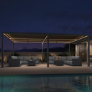 PURPLE LEAF Caesar Solar Louvered Pergola with LED Strip Lights and Control Panel Aluminum Outdoor Pergola with Adjustable Roof for Patio Deck Garden Yard Gray