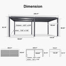 PURPLE LEAF Outdoor Louvered Pergola Patio Sun Shade Shelter with Adjustable Hardtop Patio Pergola Grey