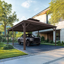 PURPLE LEAF Outdoor Metal Carport Gazebo Bronze Steel Roof Aluminum Frame Shelter for Parking