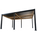 PURPLE LEAF Caesar Solar Louvered Pergola with LED Strip Lights and Control Panel Aluminum Outdoor Pergola with Adjustable Roof for Patio Deck Garden Yard Gray