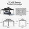 PURPLE LEAF Outdoor Metal Carport Gazebo Grey Steel Roof Aluminum Frame Shelter for Parking