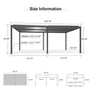 PURPLE LEAF Outdoor Louvered Pergola Patio Sun Shade Shelter with Adjustable Hardtop Patio Pergola Grey