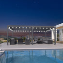 PURPLE LEAF Caesar Louvered Pergola with Milky String Lights Patio Aluminum Pergola with Independent Adjustable Rainproof Roof Hardtop Pergola for Outdoor Deck Garden Yard