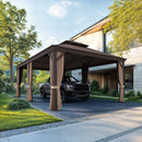PURPLE LEAF Outdoor Metal Carport Gazebo Bronze Steel Roof Aluminum Frame Shelter for Parking