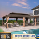 PURPLE LEAF Outdoor Hardtop Gazebo for Garden Bronze Double Roof Aluminum Frame Pavilion with Reinforcement Support Rod