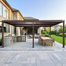 PURPLE LEAF Caesar Louvered Pergola Outdoor Adjustable Roof Modern Patio Aluminum Pergola for Deck Backyard Garden Hardtop Gazebo Bronze