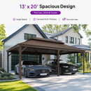 PURPLE LEAF Outdoor Metal Carport Gazebo Bronze Steel Roof Aluminum Frame Shelter for Parking