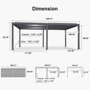 PURPLE LEAF Caesar Louvered Pergola with Milky String Lights Patio Aluminum Pergola with Independent Adjustable Rainproof Roof Hardtop Pergola for Outdoor Deck Garden Yard