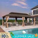 PURPLE LEAF Outdoor Hardtop Gazebo for Garden Bronze Double Roof Aluminum Frame Pavilion with Reinforcement Support Rod