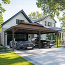 PURPLE LEAF Outdoor Metal Carport Gazebo Bronze Steel Roof Aluminum Frame Shelter for Parking