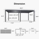 PURPLE LEAF Caesar Solar Louvered Pergola with LED Strip Lights and Control Panel Aluminum Outdoor Pergola with Adjustable Roof for Patio Deck Garden Yard Gray