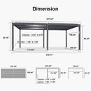 PURPLE LEAF Caesar Outdoor Louvered Pergola Patio Sun Shade Shelter with Adjustable Hardtop Patio Pergola Grey