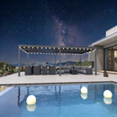 PURPLE LEAF Caesar Louvered Pergola with Yellow String Lights Patio Aluminum Pergola with Independent Adjustable Rainproof Roof Hardtop Pergola for Outdoor Deck Garden Yard