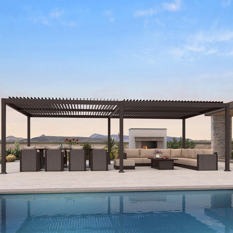 PURPLE LEAF Louvered Pergola Outdoor Adjustable Roof Modern Patio Aluminum Pergola for Deck Backyard Garden Hardtop Gazebo