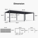 PURPLE LEAF Outdoor Louvered Pergola Patio Sun Shade Shelter with Adjustable Hardtop Patio Pergola Grey