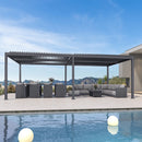 PURPLE LEAF Outdoor Louvered Pergola Patio Sun Shade Shelter with Adjustable Hardtop Patio Pergola Grey