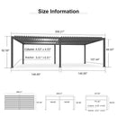 PURPLE LEAF Outdoor Louvered Pergola Patio Sun Shade Shelter with Adjustable Hardtop Patio Pergola Grey