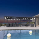 PURPLE LEAF Caesar Louvered Pergola with Milky String Lights Patio Aluminum Pergola with Independent Adjustable Rainproof Roof Hardtop Pergola for Outdoor Deck Garden Yard