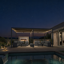 PURPLE LEAF Caesar Solar Louvered Pergola with LED Strip Lights and Control Panel Aluminum Outdoor Pergola with Adjustable Roof for Patio Deck Garden Yard Gray