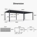 PURPLE LEAF Outdoor Louvered Pergola Patio Sun Shade Shelter with Adjustable Hardtop Patio Pergola Grey