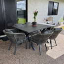 PURPLE LEAF Patio Dining Sets with Aluminum Frame Table & Handwoven Wicker Chairs Grey