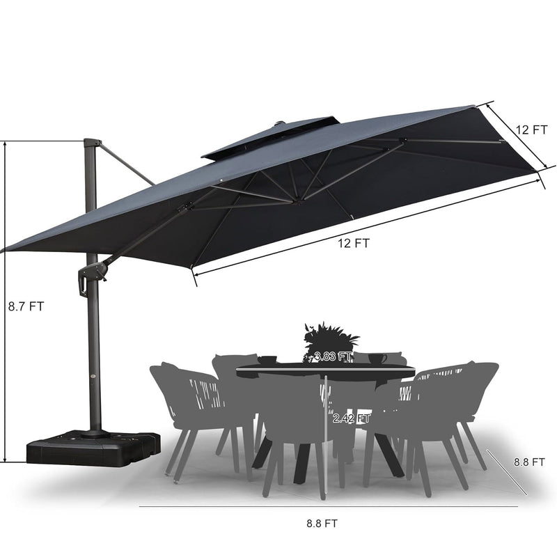 PURPLE LEAF Double Top UV50+ Fade Resistant Outdoor Umbrellas Olefin Patio Umbrellas