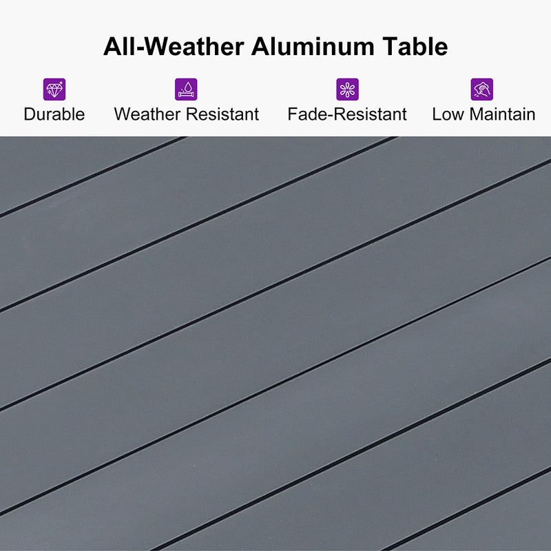 PURPLE LEAF 7/9/11 Pieces Outdoor Dining Set with Aluminium Table and Rattan Chairs, Grey