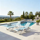 PURPLE LEAF Patio Chaise Lounge Chair Outdoor Plastic Textilene Sun Bathing Recliner Tanning Pool Lounger with 6 Adjustable Position for Outside Beach in-Pool Lawn Poolside