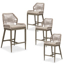 PURPLE LEAF Outdoor Bar Stool Set of 2,  Wicker Rattan Bar stools with Back Aluminum Outside Garden Patio Bar Chairs