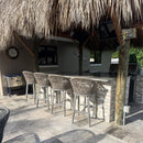PURPLE LEAF Outdoor Bar Stools Rattan Bar Stools Counter Stools with Back and Cushions  for Patio, Garden, Kitchen
