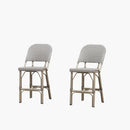 PURPLE LEAF Outdoor Bar Height Stools Set of 2 French Country Patio Rattan Bar Stool Chairs Outdoor Armless Barstools for Porch Garden Indoor Kitchen