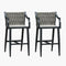 PURPLE LEAF Outdoor Bar Stool Set of 2 Aluminum Frame Bar Chair with Cushion and Back Kitchen Island Bar Stools