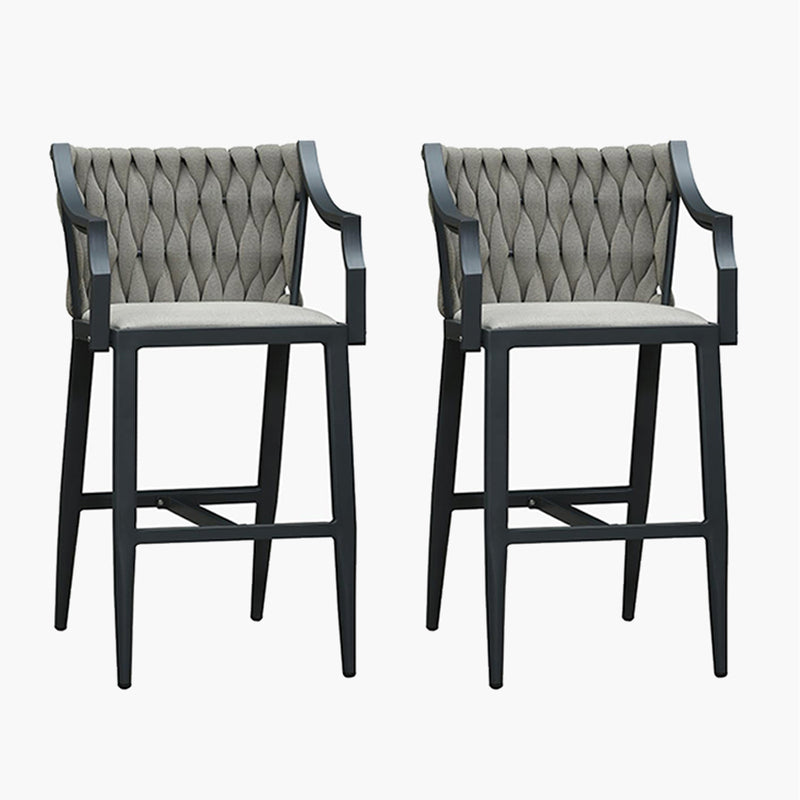 PURPLE LEAF Outdoor Bar Stool Set of 2 Aluminum Frame Bar Chair with Cushion and Back Kitchen Island Bar Stools