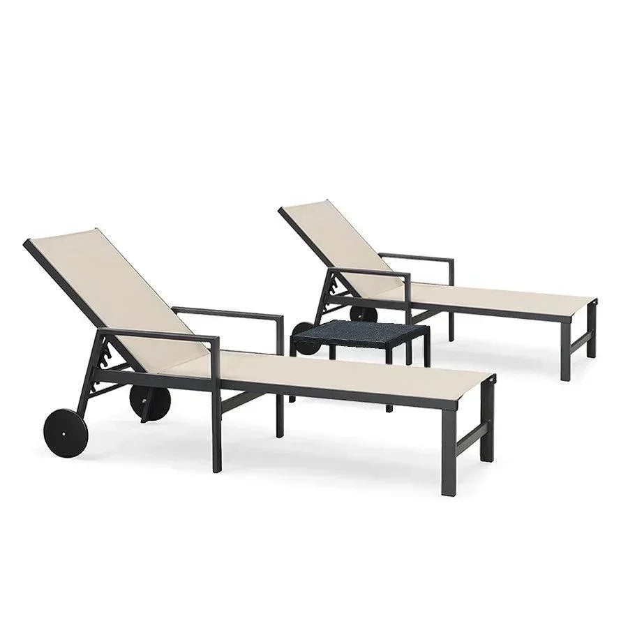 Aluminum Outdoor Chaise Lounge Wheels Armrests Pool Backyard Beach