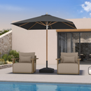 PURPLE LEAF Premium Teak‑Finish Aluminum Frame Outdoor Patio Market Umbrella with Rope Pulley Lift