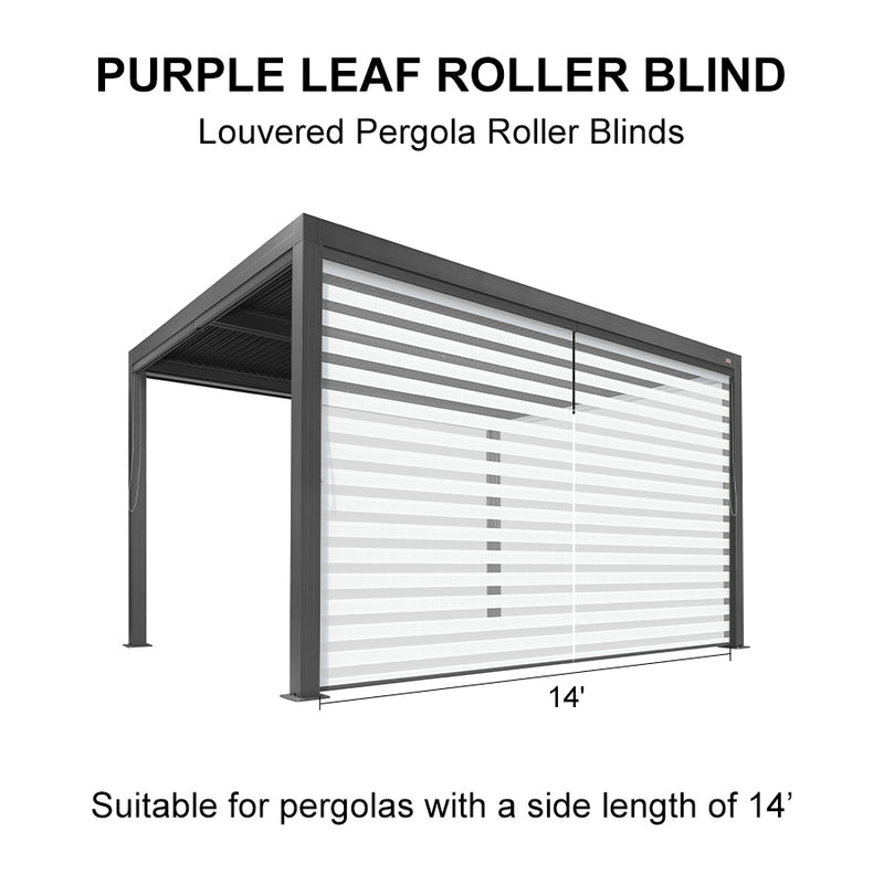PURPLELEAF Outdoor Louvered Pergola Roller Blinds with Thermal Insulated, UV Protection Waterproof Fabric, Privacy Protection for Pergola, Easy to Install