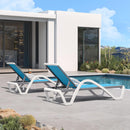 PURPLE LEAF Patio Chaise Lounge Chair Outdoor Plastic Textilene Sun Bathing Recliner Tanning Pool Lounger with 6 Adjustable Position for Outside Beach in-Pool Lawn Poolside