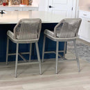 PURPLE LEAF Outdoor Bar Stools Set of 2,  Wicker Rattan Bar Stools with Back Aluminum Outside Garden Patio Bar Chairs