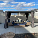 PURPLE LEAF 10' × 13' Outdoor Adjustable Louvered Aluminum Pergola Metal Roof Hardtop Gazebo with Upgrade Curtain