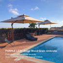 PURPLE LEAF Outdoor Garden Umbrella with Base, Cantilever Umbrellas in Wood Color