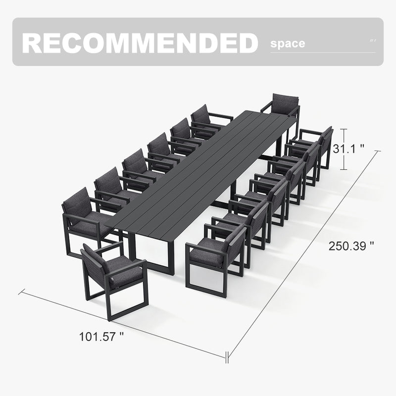 PURPLE LEAF Caesar Outdoor Dining Set Aluminum Luxury Patio Furniture Table and Chairs Set with Olifen Removable Thick Cushion and Pillow Patio Dining Sets for Garden Deck