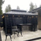 PURPLE LEAF Patio Gazebo for Backyard Grey Hardtop Galvanized Steel Roof Awning String Lights-milky