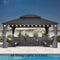 PURPLE LEAF Patio Gazebo for Backyard Grey Hardtop Galvanized Steel Roof Awning with String Lights