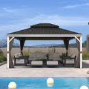 PURPLE LEAF White Gazebo for Modern Patio Double Galvanized Steel Roof Awning and Upgrade Curtain