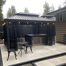 PURPLE LEAF Patio Gazebo for Backyard Grey Hardtop Galvanized Steel Roof Awning with Upgrade Curtain