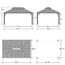 PURPLE LEAF Outdoor Metal Carport Gazebo Grey Steel Roof Aluminum Frame Shelter for Parking