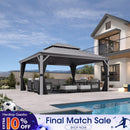 PURPLE LEAF Patio Gazebo for Pool Light Grey Hardtop Galvanized Steel Roof with Upgraded Curtains