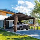 PURPLE LEAF Outdoor Metal Carport Gazebo Bronze Steel Roof Aluminum Frame Shelter for Parking