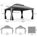 PURPLE LEAF Patio Gazebo for Pool Light Grey Hardtop Galvanized Steel Roof with Reinforcement Support Rod