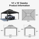 PURPLE LEAF Outdoor Metal Carport Gazebo Grey Steel Roof Aluminum Frame Shelter for Parking